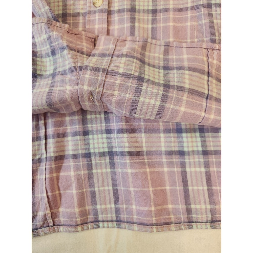 LL Bean Women XL Purple Lavender Plaid Flannel Button Down Shirt Casual Outdoor - Picture 8 of 13